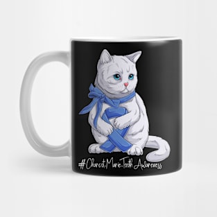 Cute Cat Charcot-Marie-Tooth Awareness Month Blue Ribbon Survivor Survivor Gift Idea Mug